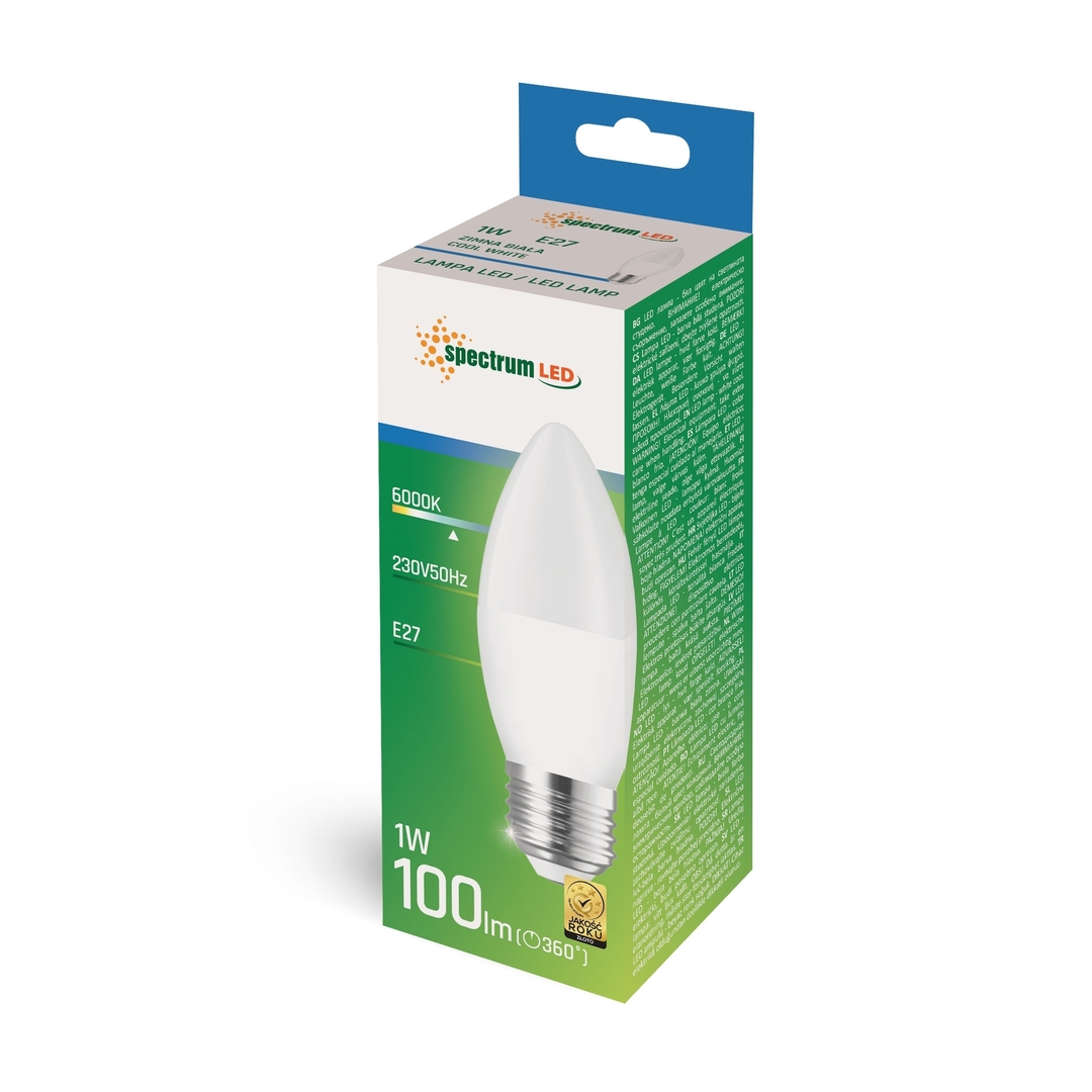 Kilátás Led gyertya E-27 230v 1w Cw Spektrum Led gyertya E-27 230v 1w Cw Spektrum