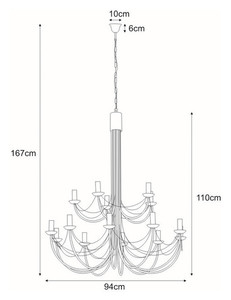 Kaja PERSEO K-3523 kétszintes gyertyatartós csillár, fekete, 15 × E14, Ø 94 cm, max. 167 cm small 1