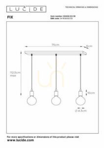 Lucide FIX függőlámpa, fekete, 3×E27, 75 cm, 08408/03/30 small 4