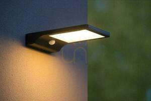 Lucide BASIC napelemes kültéri fali lámpa fekete LED 3W 380lm 2700K IP44 mozgásérzékelővel 22862/04/30 small 2