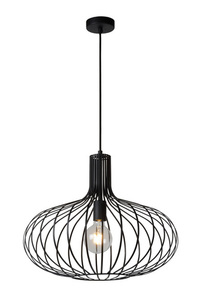 Függőlámpa Lucide Manuel fekete fém 50 cm vintage LED E27 60W small 0