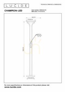 Lucide CHAMPION-LED ezüst LED állólámpa dimmerrel 180 cm small 7