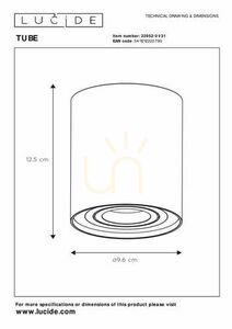 Mennyezeti spotlámpa Lucide Tube 22952/01/31 fehér alumínium GU10 CCT 50W small 3