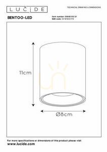 Lucide BENTOO-LED felületre szerelhető mennyezeti spotlámpa fehér GU10 LED 5 W 3000 K Ø8 cm 09912/05/31 small 3