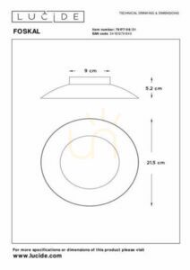 Lucide FOSKAL 79177/06/31 fehér LED mennyezeti lámpa Ø 21,5 cm, 6 W, 2700 K small 3