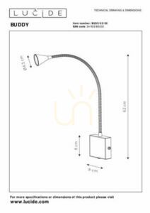 Lucide BUDDY fekete fali lámpa LED 3W 4000K 300lm IP20 small 4