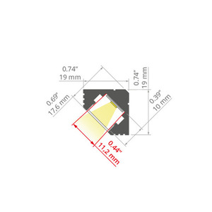 LED szögprofil fekete 45-ALU eloxált e6-k7 2m small 5