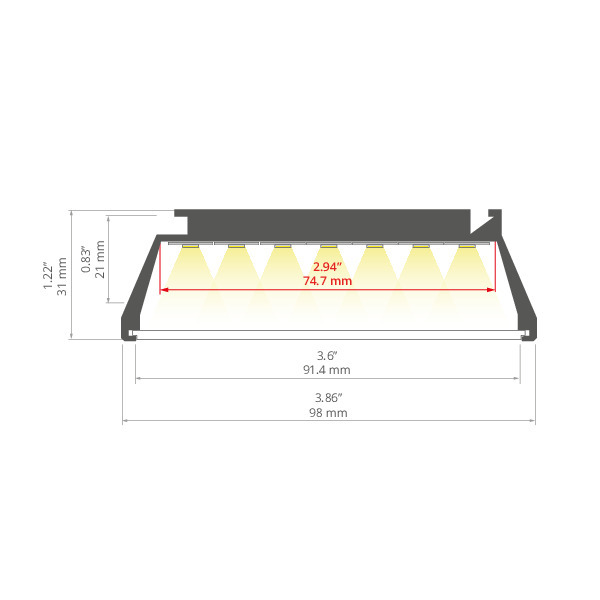 Jelölje be OMODO-100 süllyesztett széles LED profil Ezüst eloxált 2m OMODO-100 süllyesztett széles LED profil Ezüst eloxált 2m