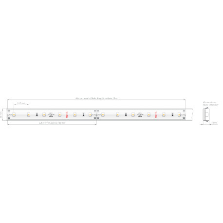 Jelölje be LED szalag 8KWP-K-30-1210-24V 4,8W / m LED szalag 8KWP-K-30-1210-24V 4,8W / m