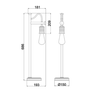 Douille 1 Light asztali lámpa - öregített sárgaréz Elstead small 4