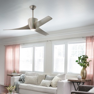Lámpa ventilátorral Phree szálcsiszolt nikkel, IP20 LED 3000K 142cm small 3