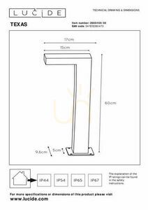 Kültéri postafény Lucide TEXAS 60 cm antracit alumínium LED IP54 small 2