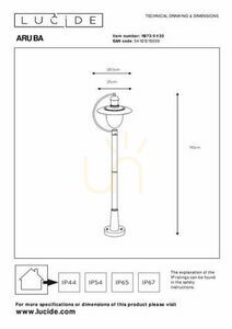 Kültéri álló lámpa Lucide Aruba fekete fém IP44 E27 111 cm 11873/01/30 small 3