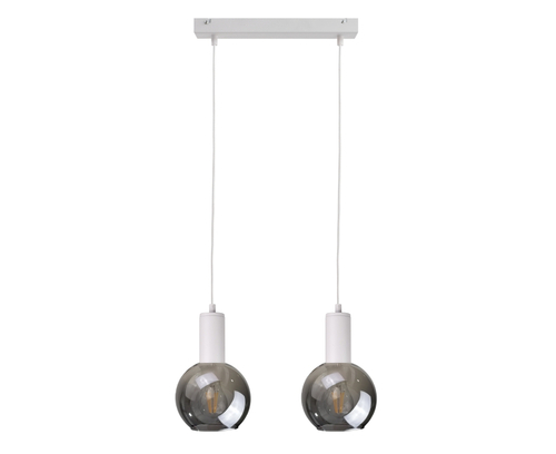 Jelölje be Keter Lighting SUPRA WHITE függeszték 2xE27, fehér füstszínű üveggel, 50 cm