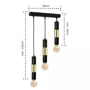 Keter Lighting MAGNUM BULB 1266 függőlámpa 3×E27 fekete-arany small 2