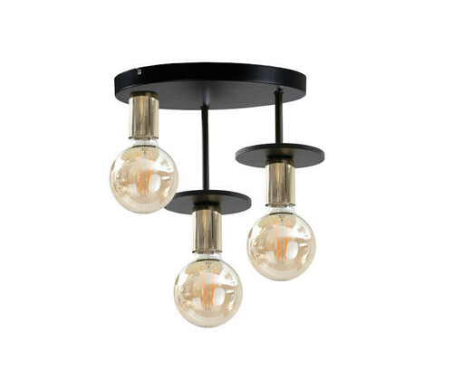Jelölje be Keter Lighting SATURN BLACK 411 mennyezeti lámpa – 3xE27 max 60W, fém és rétegelt lemez, sárgaréz foglalatok, 30 cm