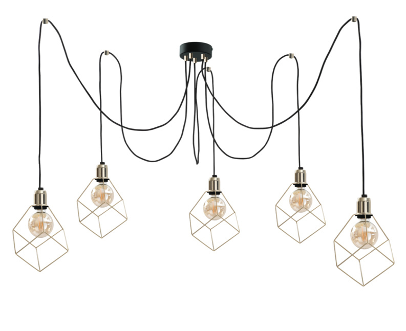 Jelölje be Keter Lighting Taho Gold 595 fekete-arany 5×E27 függeszték Keter Lighting Taho Gold 595 fekete-arany 5×E27 függeszték