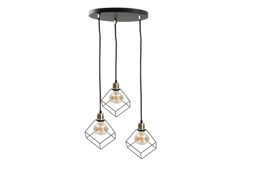 Jelölje be Keter Lighting RUBEN GOLD 493 függőlámpa, 3 x E27 max. 60 W, drótketrecek, arany-fekete, ø32 cm rozetta