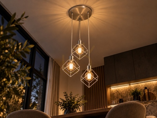 Jelölje be Keter Lighting RUBEN SILVER 775 függőlámpa, króm, 3×E27