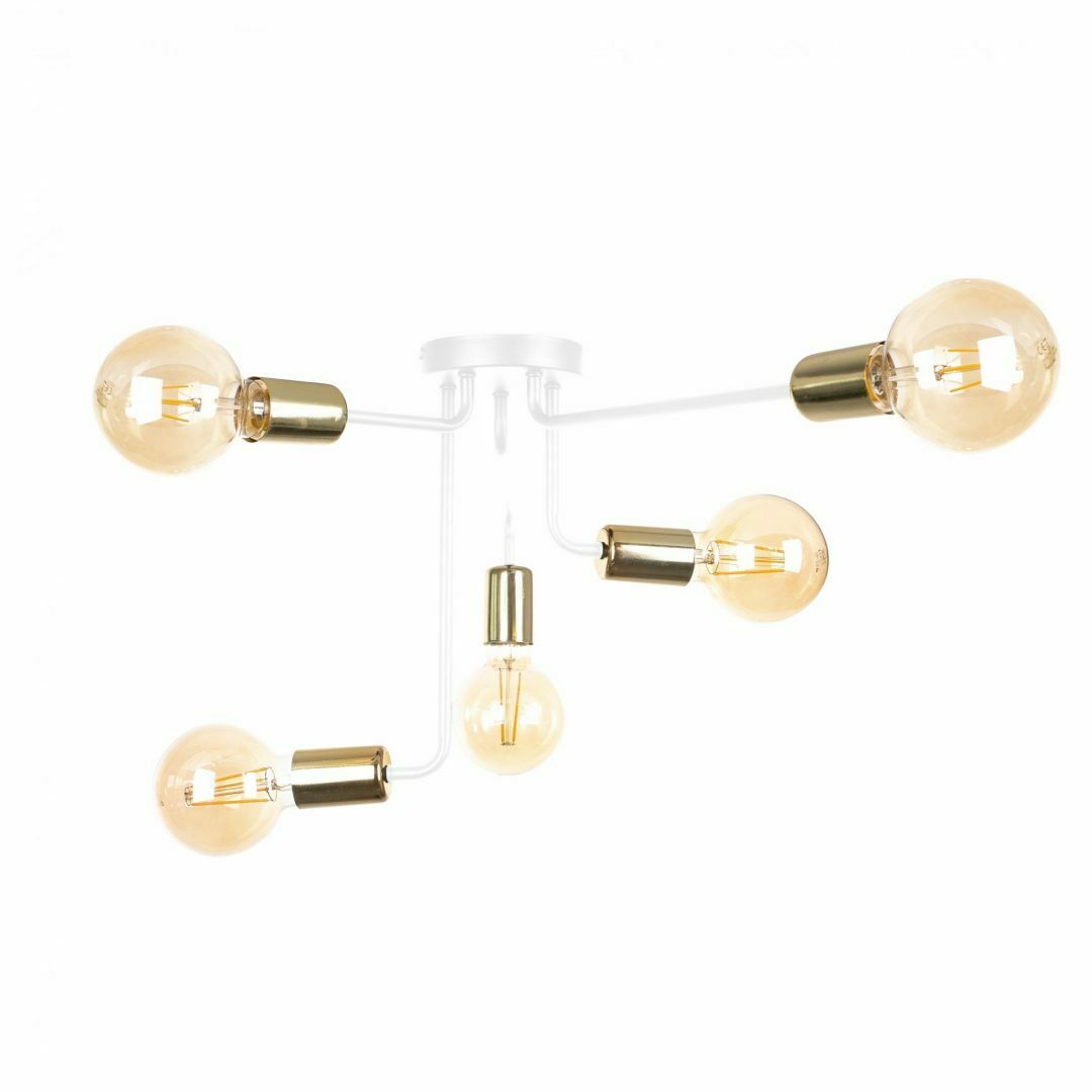 Jelölje be Mennyezeti lámpa 5xE27 NIXON WHITE / GOLD Mennyezeti lámpa 5xE27 NIXON WHITE / GOLD