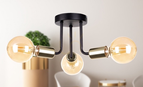 Jelölje be Keter Lighting LUNA 1189 mennyezeti lámpa, fekete és arany, 3×E27