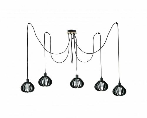 Jelölje be Keter Lighting NICOLETA 819 függőlámpa fekete/fa 5×E27 200 cm