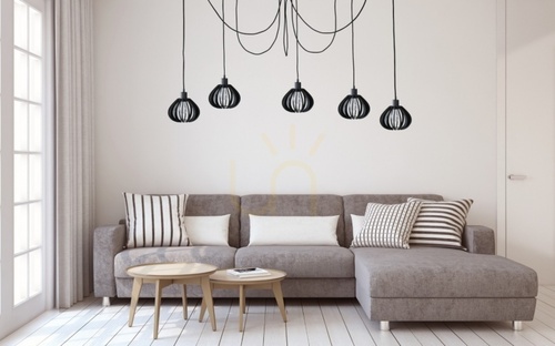 Jelölje be Keter Lighting NICOLETA 819 függőlámpa fekete/fa 5×E27 200 cm