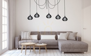 Keter Lighting NICOLETA 819 függőlámpa fekete/fa 5×E27 200 cm small 1