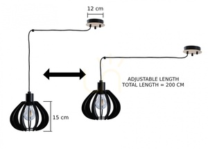 Keter Lighting NICOLETA 819 függőlámpa fekete/fa 5×E27 200 cm small 2