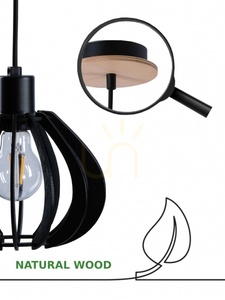 Keter Lighting NICOLETA 819 függőlámpa fekete/fa 5×E27 200 cm small 3