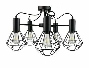Keter Lighting Lars Black 1777 mennyezeti lámpa, 5 × E27 max 60 W, drótketrec búrák, 60 × 60 × 39 cm small 0