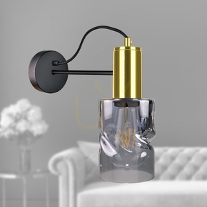 Keter Lighting INGER 1786 fekete-arany fali lámpa füstszínű üveggel, 1×E27 small 1