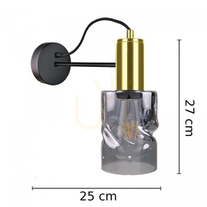 Keter Lighting INGER 1786 fekete-arany fali lámpa füstszínű üveggel, 1×E27 small 2