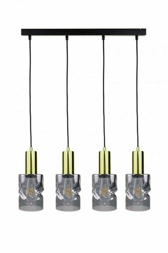 Jelölje be CROSS BLACK/GOLD 4xE27 függesztett lámpa, Keter Lighting, 60 cm-es sín, fekete-arany, füstüveg búrákkal