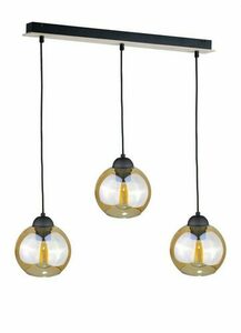 Keter Lighting AMBRE WOOD 2020 függőlámpa, 60 cm, 3×E27, mézszínű üveg small 0