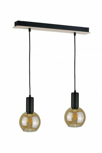 Jelölje be Keter JANTAR WOOD függőlámpa, 2xE27, fekete és natúr fa, 50 cm