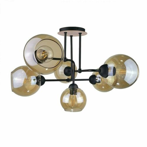 Jelölje be Keter Lighting MONDE WOOD 2040 fekete/natúr mennyezeti lámpa 6xE27 55 cm