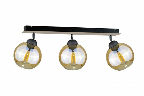Jelölje be THEA WOOD mennyezeti spotsín 3xE27 60 cm fekete fával borostyán búrák KETER LIGHTING 2043