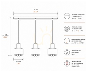 Keter Lighting LUCE BLACK SILVER 2054 függőlámpa, 3×E27, fekete/króm small 2