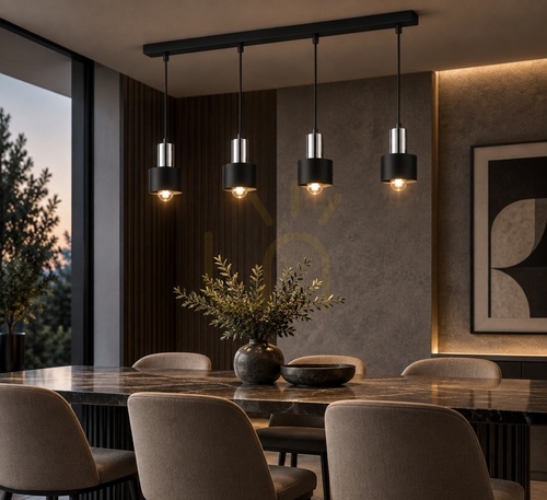 Jelölje be Keter Lighting LUCE BLACK SILVER 2055 függőlámpa, 4×E27, fekete/króm