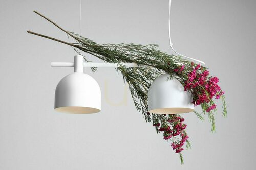 Jelölje be Aldex BERYL 2 WHITE 976H függőlámpa, rúd két Ø 15 cm búrával, matt fehér, 2 × E27 max. 15 W LED, 52 cm