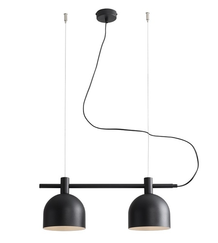 Jelölje be Aldex BERYL 2 BLACK 976H1 függesztett lámpa matt fekete fém 2xE27 52 cm búrák belül fehérek