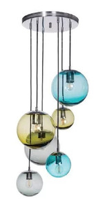 Famlight Bacan függőlámpa – 6 üveggömbös szett, rozsdamentes acél small 0