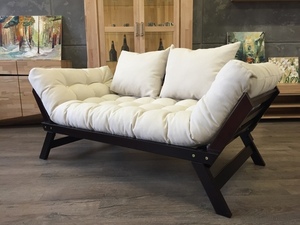 WoodMan Allegro kanapéágy bükkfa, dió/krém, 203 cm, WUA-00532 small 3