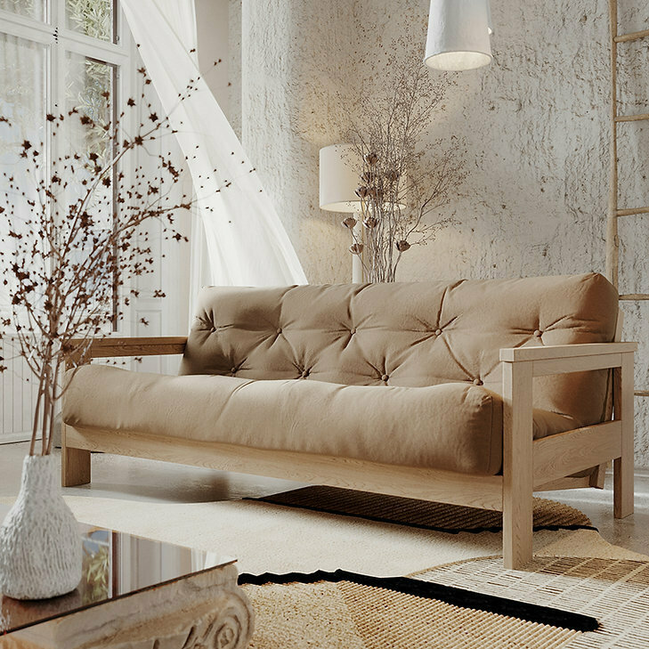 Kilátás WoodMan Mexico kanapéágy bézs bükkfa 210x105 cm 100627 WoodMan Mexico kanapéágy bézs bükkfa 210x105 cm 100627