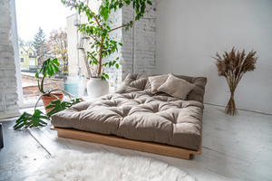 WoodMan LAYTI-140 WUA-01117 kinyitható futon kanapé, natúr bükk, bézs matrac, fekvőfelület 140 × 200 cm small 4