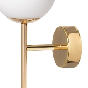 KASPA ASTRA DECO fali lámpa, arany, fehér üveggömb 12 cm, E14 max 9 W, 30 cm small 3