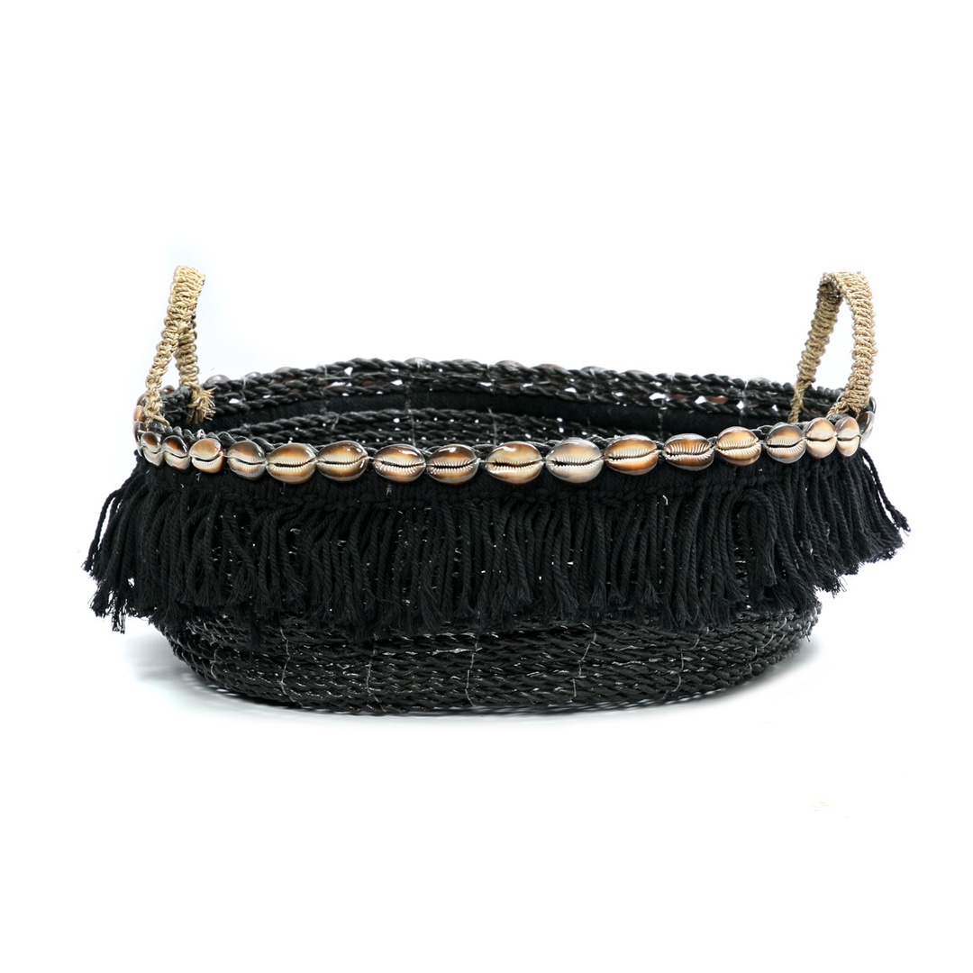 Jelölje be A Boho Fringe kosár - Fekete Természetes A Boho Fringe kosár - Fekete Természetes