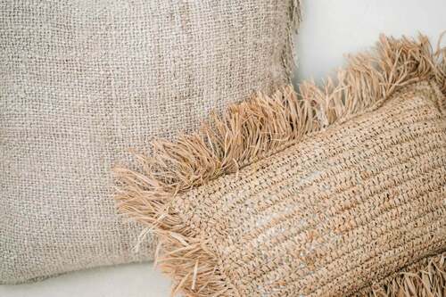Jelölje be BAZAR BIZAR Raffia rafia párnahuzat 30×50 cm, natúr, rojtos