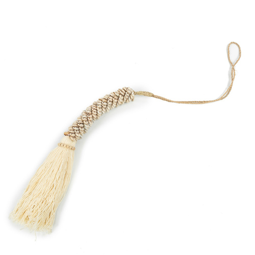 Jelölje be A Cowrie & Cotton Tassel - natúr
